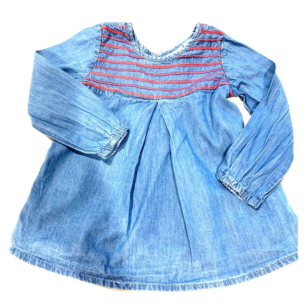 Denim dress/shirt with punk stitching.  Cute!